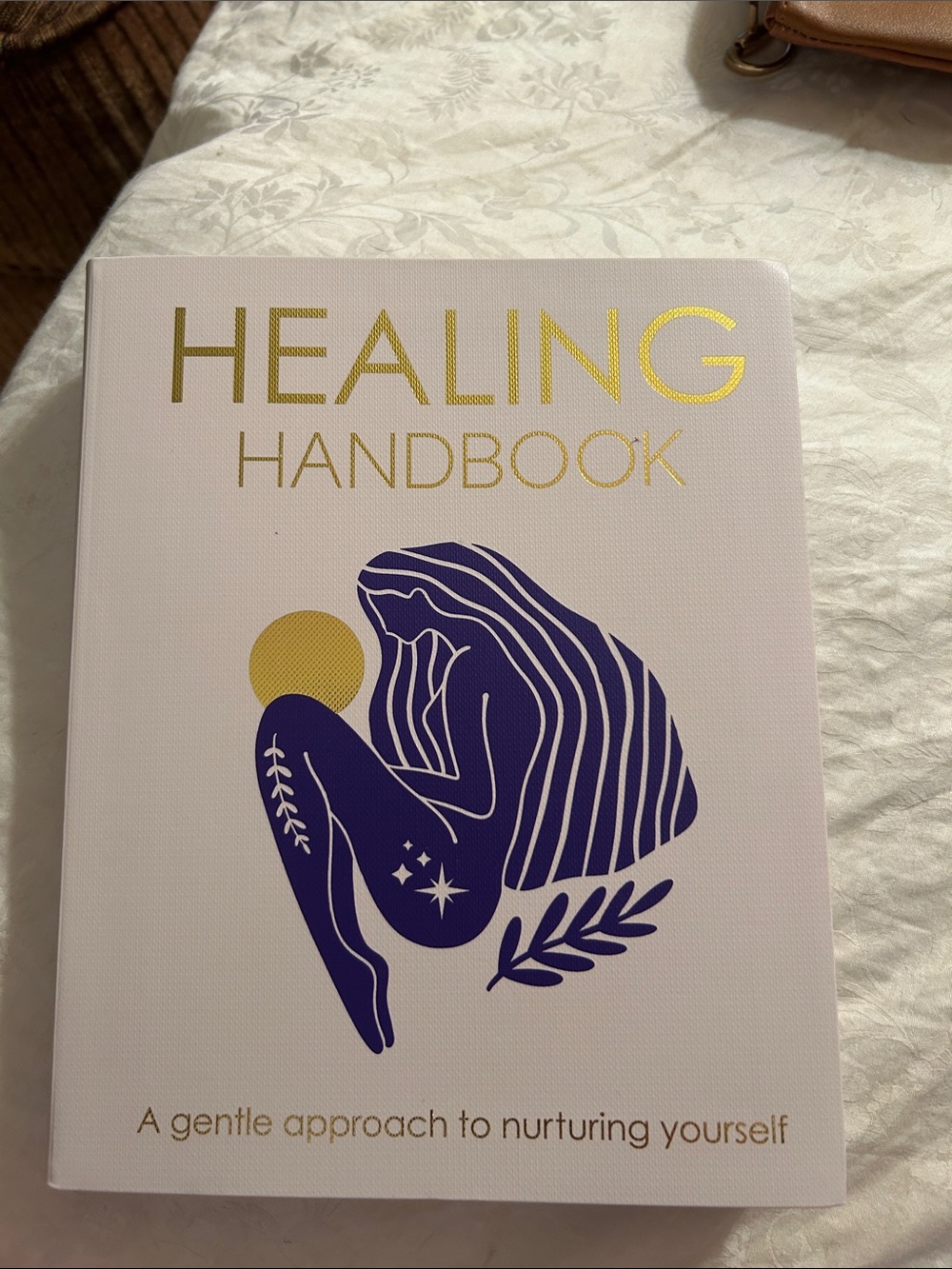 Healing Handbook Notebook - Pink Cover with Gold & Navy Art